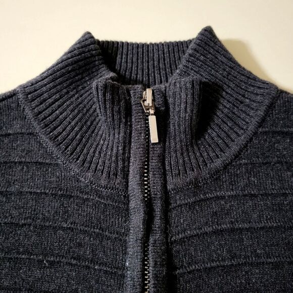 Calvin Klein Women's Charcoal Gray Long Sleeve Zip-Front Sweater Dress - Picture 13 of 16